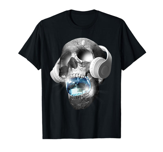 EDM Urban DJ hip hop skull streetwear headphones graphic tee T-Shirt