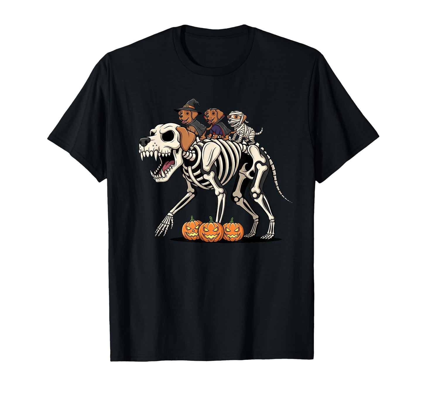 Labrador Retriever Skeleton Witch Halloween Kids Mens Womens T-Shirt