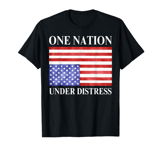 One Nation Under Vintage Distress 4th Of July American Flag T-Shirt