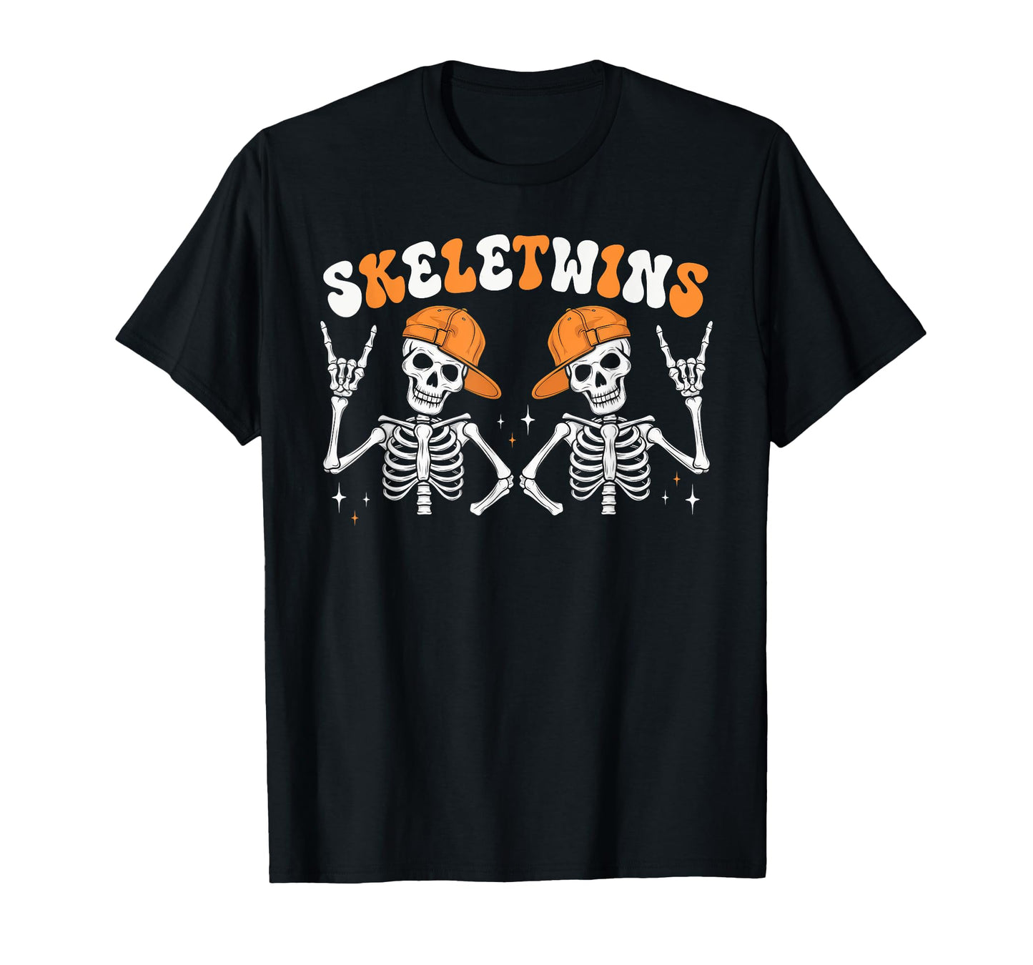 Skeletwins Halloween Twins Skeletons Hat Matching Boys Kids T-Shirt