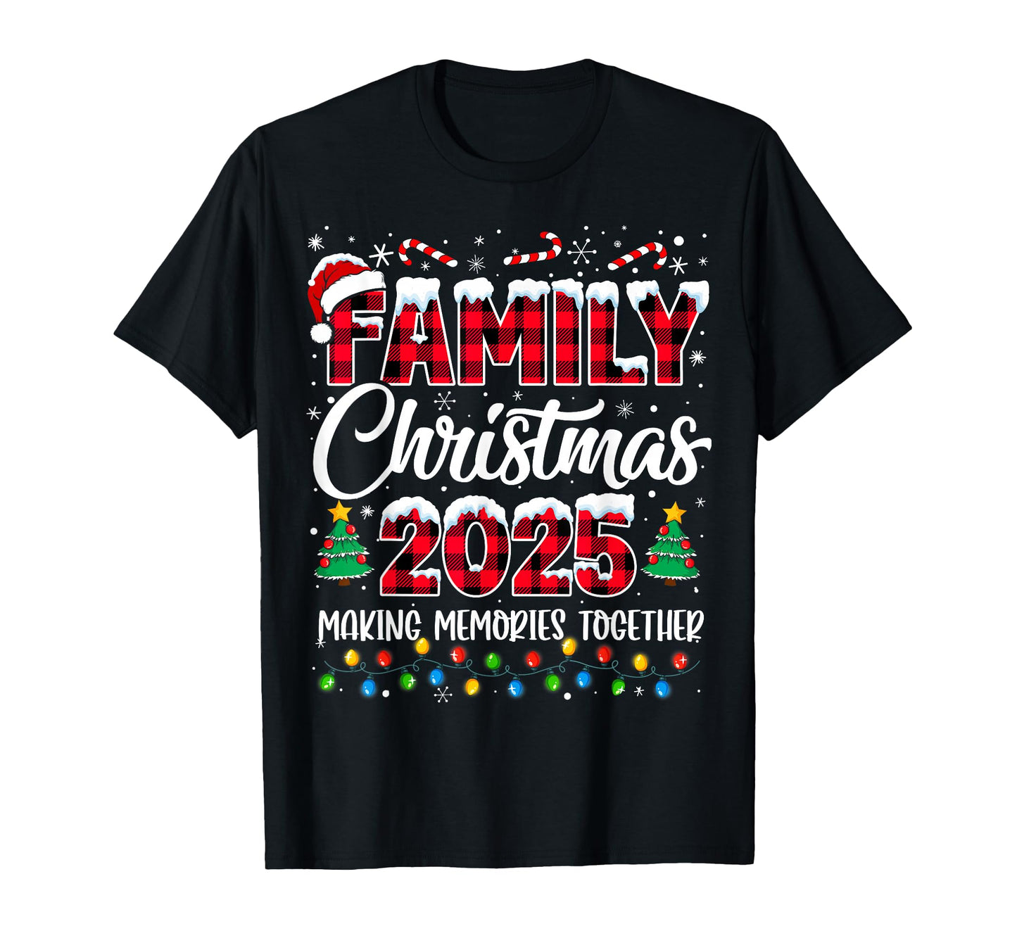 Family Christmas 2025 Matching Squad Santa Red Plaid Xmas T-Shirt