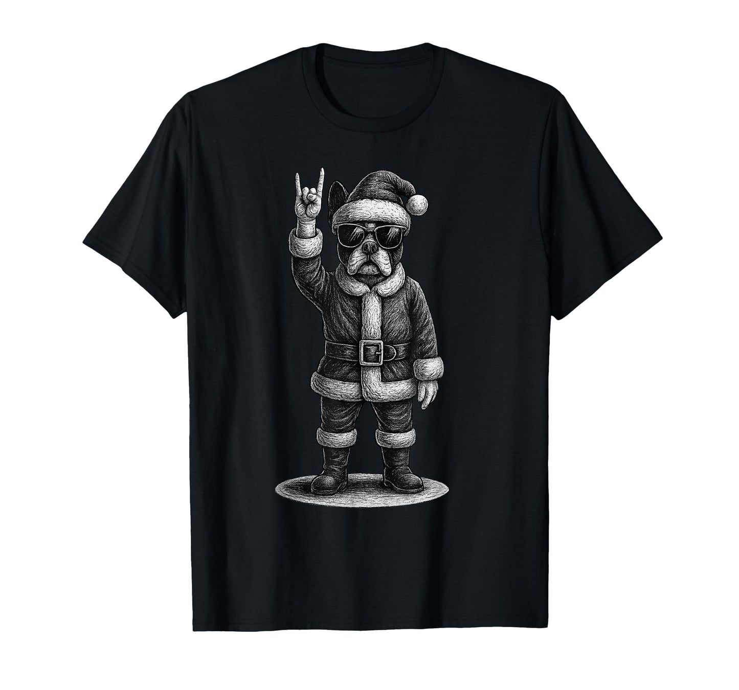 Boston Terrier Rock Music Christmas Dog Lover T-Shirt