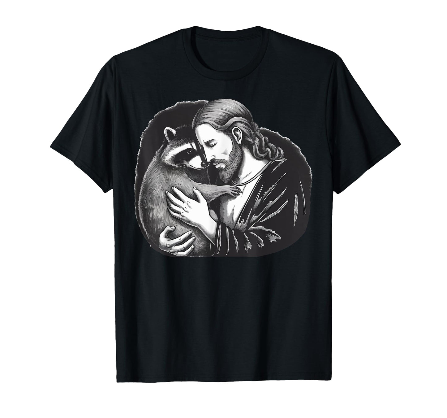 Jesus Hugging Raccoon T-Shirt