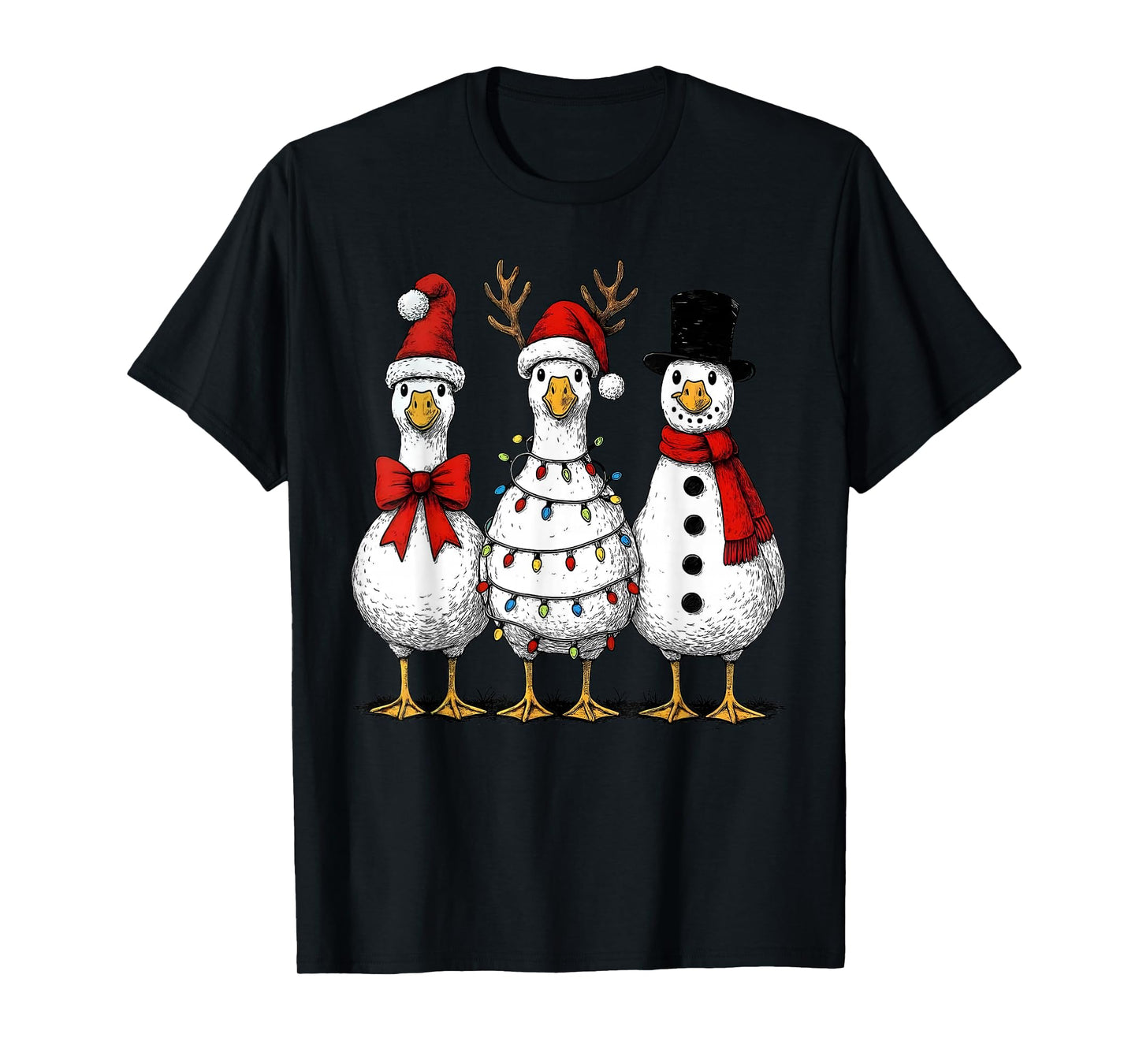 Funny Christmas Goose Shirt Santa Reindeer Snowman Holiday T-Shirt