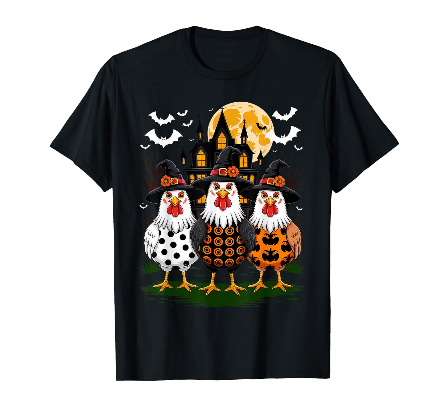 Halloween Chicken Witch Pumpkin Chick Or Treat Farmer T-Shirt