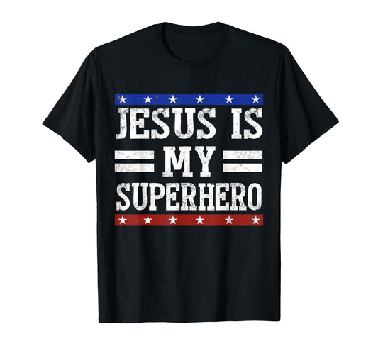 Vintage Jesus is My Superhero Fun Christian Religious T-Shirt