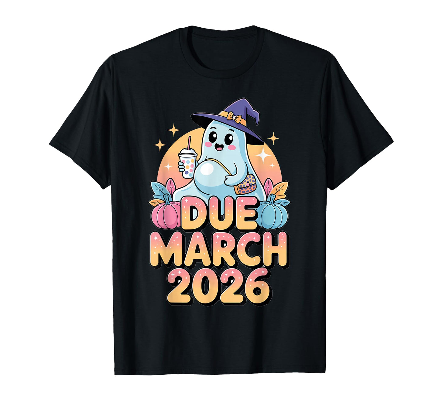 Halloween Pregnant Due March 2026 Mama Ghost Baby Mom T-Shirt