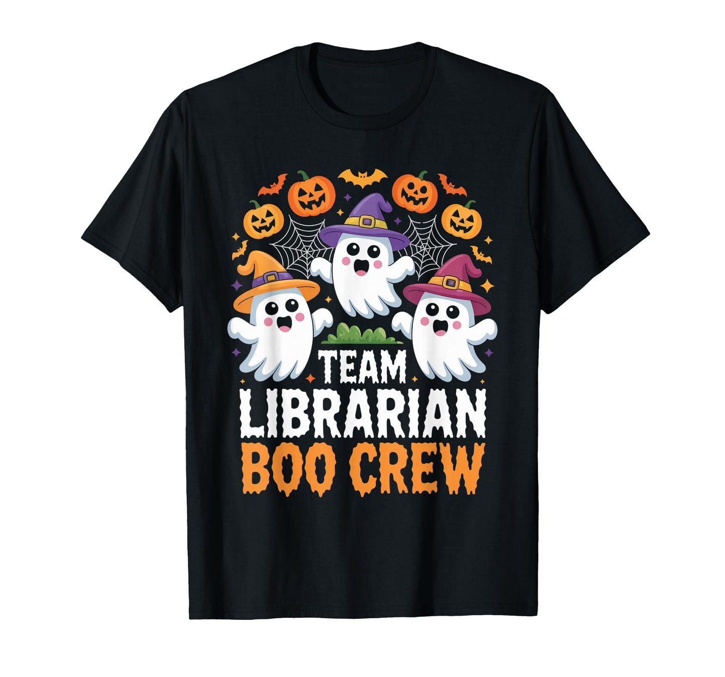 Team Librarian Boo Crew Ghost Halloween Teachers and Staff T-Shirt