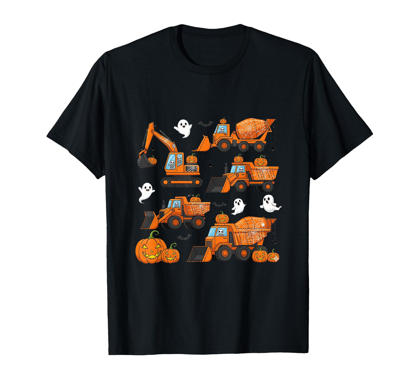 Spooky Construction Trucks Toddler Boys Halloween Costume T-Shirt