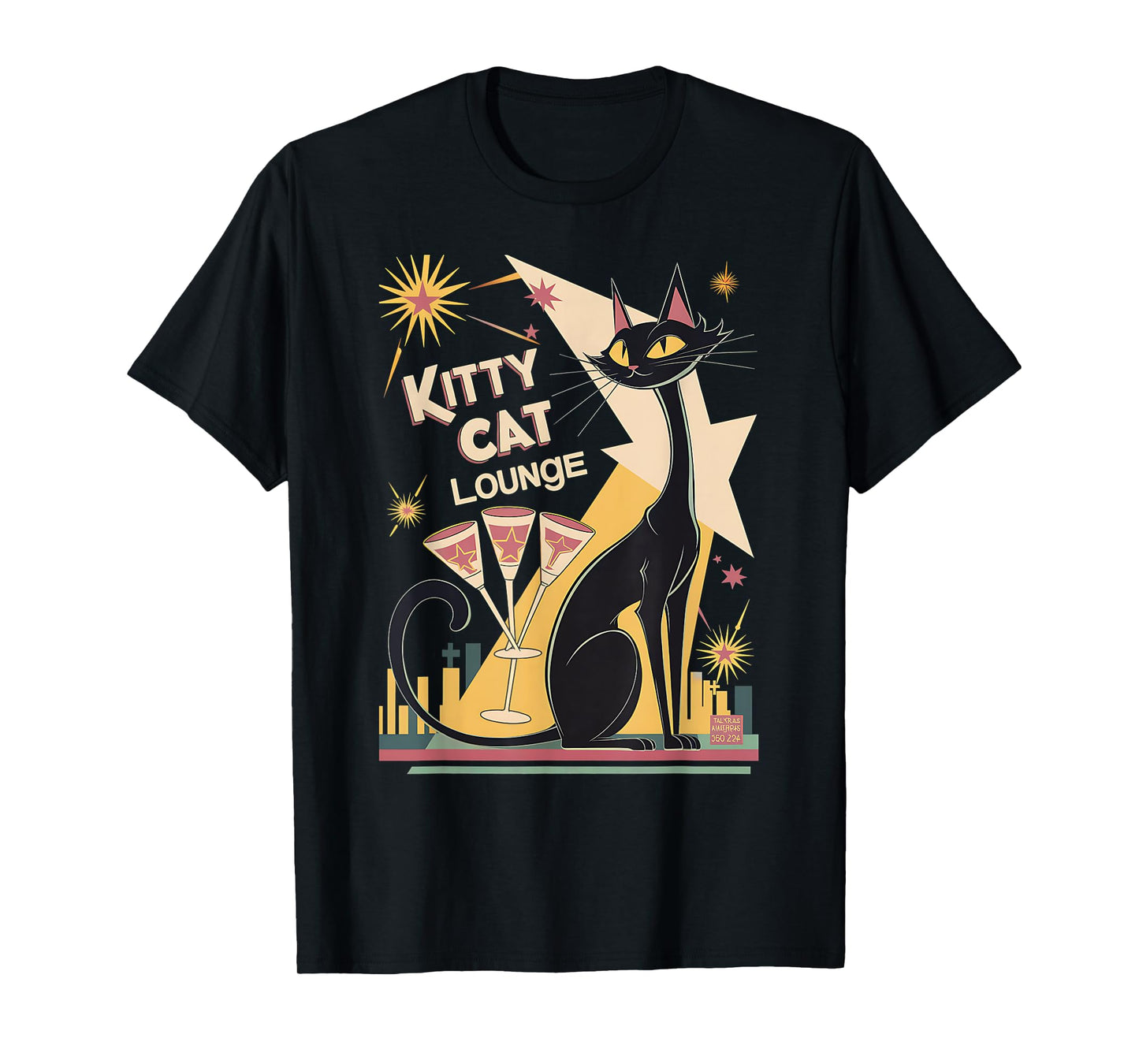 Retro Mid-Century Modern Cat and Cocktails Lounge Theme Men Women T-Shirt
