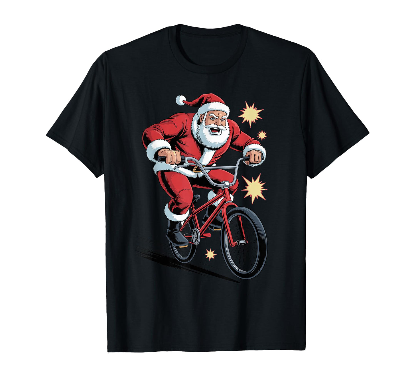 Santa Riding BMX Funny Sport Lovers Christmas Holiday Xmas T-Shirt