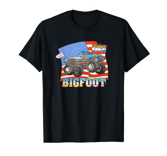 90's BIGFOOT Cruiser With American Flag Backdrop T-Shirt
