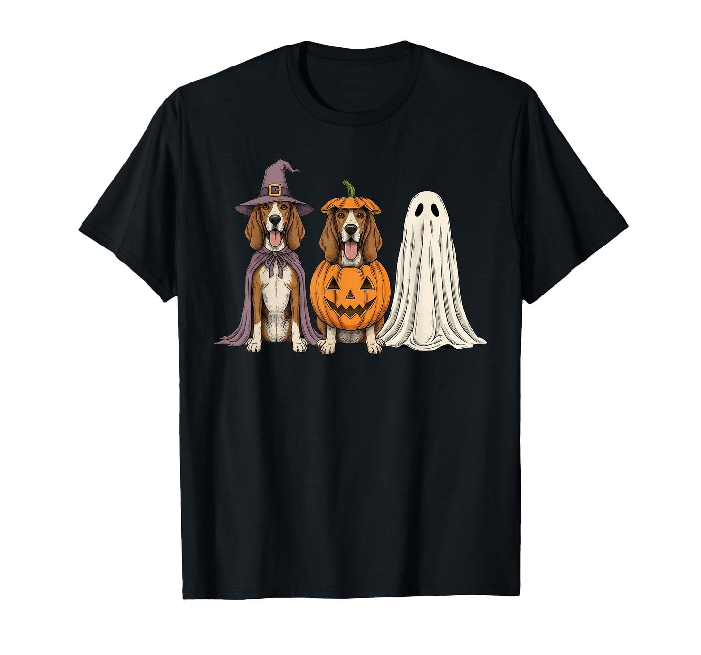 Spooky Ghost Coonhound Pumpkin Halloween Dog Lover T-Shirt