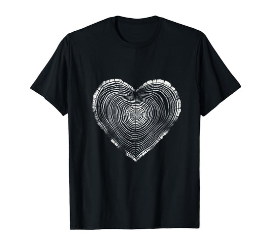 Retro Tree Trunk Heart Nature Wildlife Trees Outdoor Forest T-Shirt
