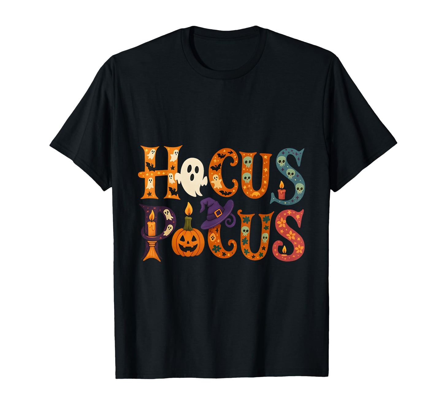 Cute Hocus Pocus Halloween Ghost Witch Pumpkin Fun T-Shirt