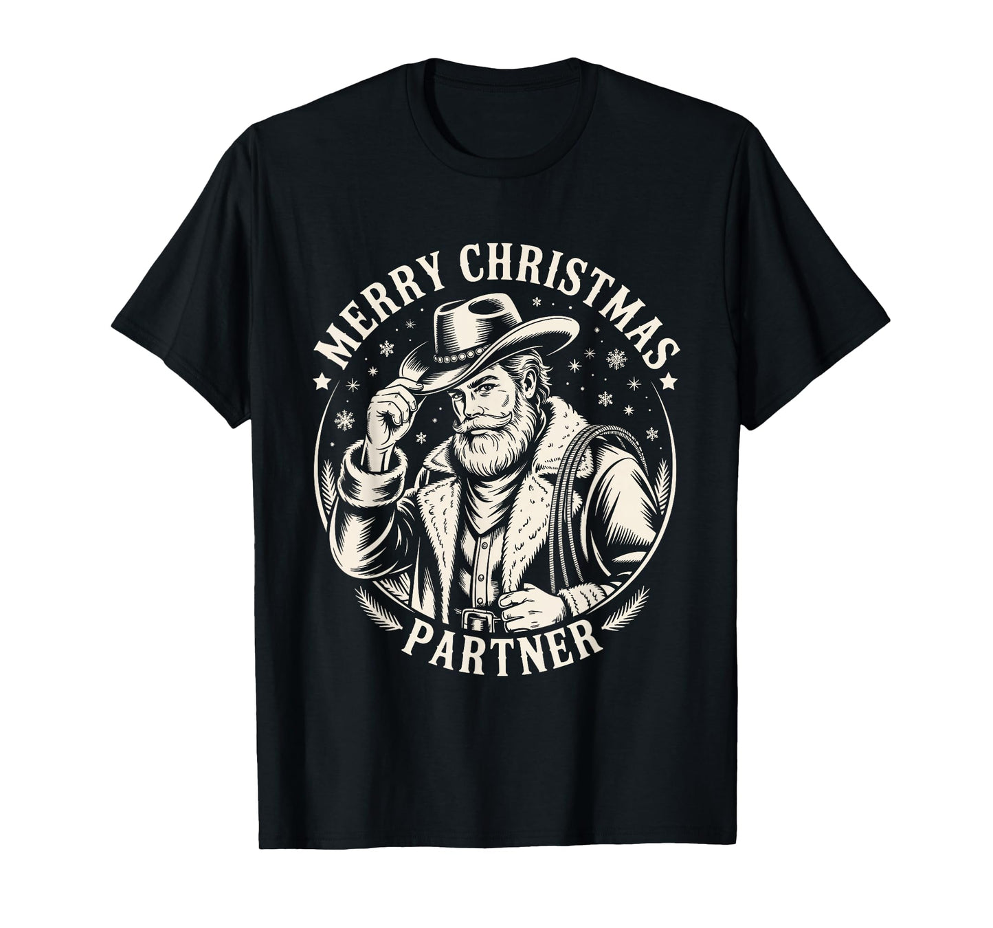 Cowboy Santa Claus Merry Christmas Partner Country Western T-Shirt