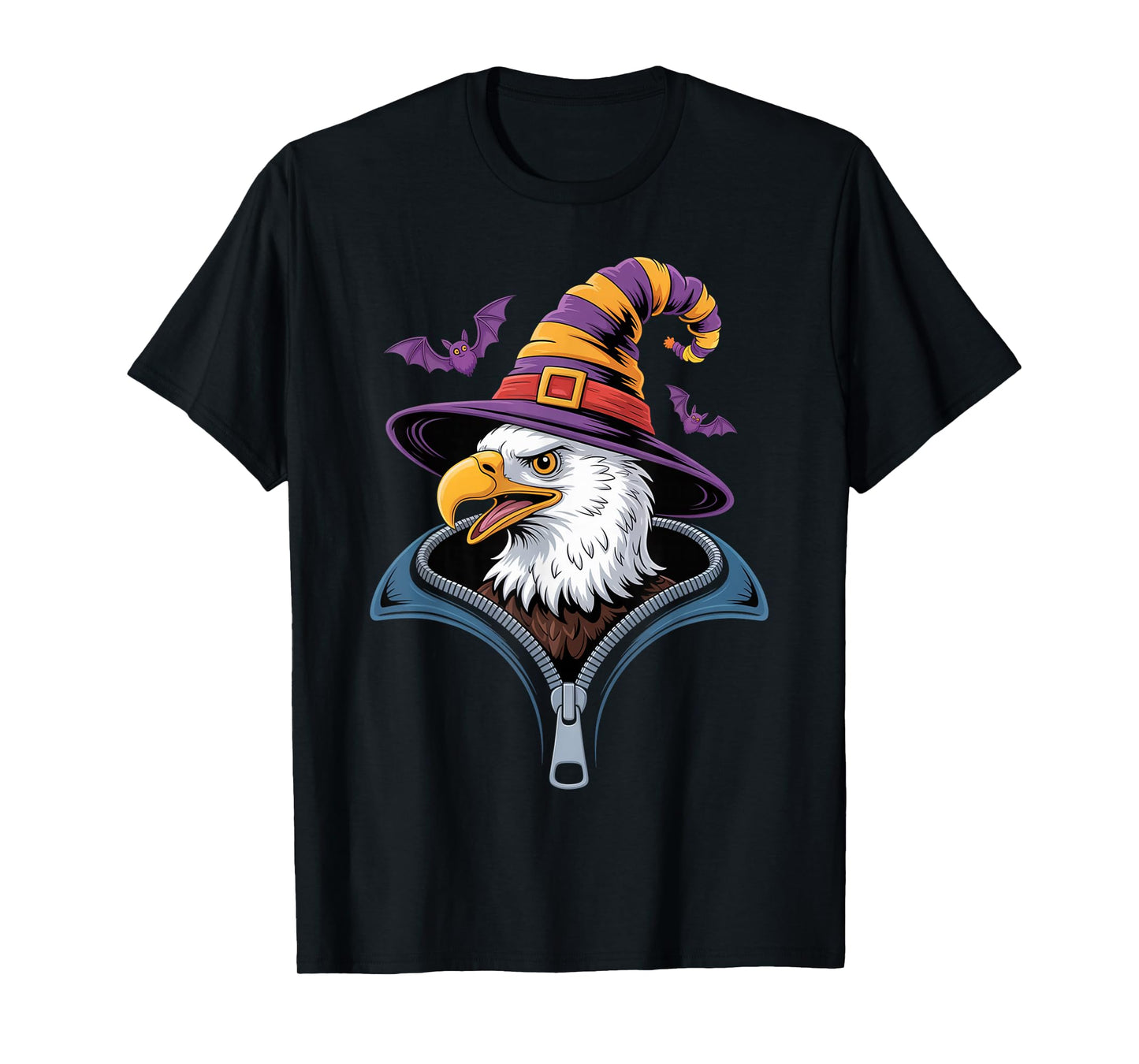 Funny Bald Eagle Peeking Out Zipper Halloween Costume T-Shirt