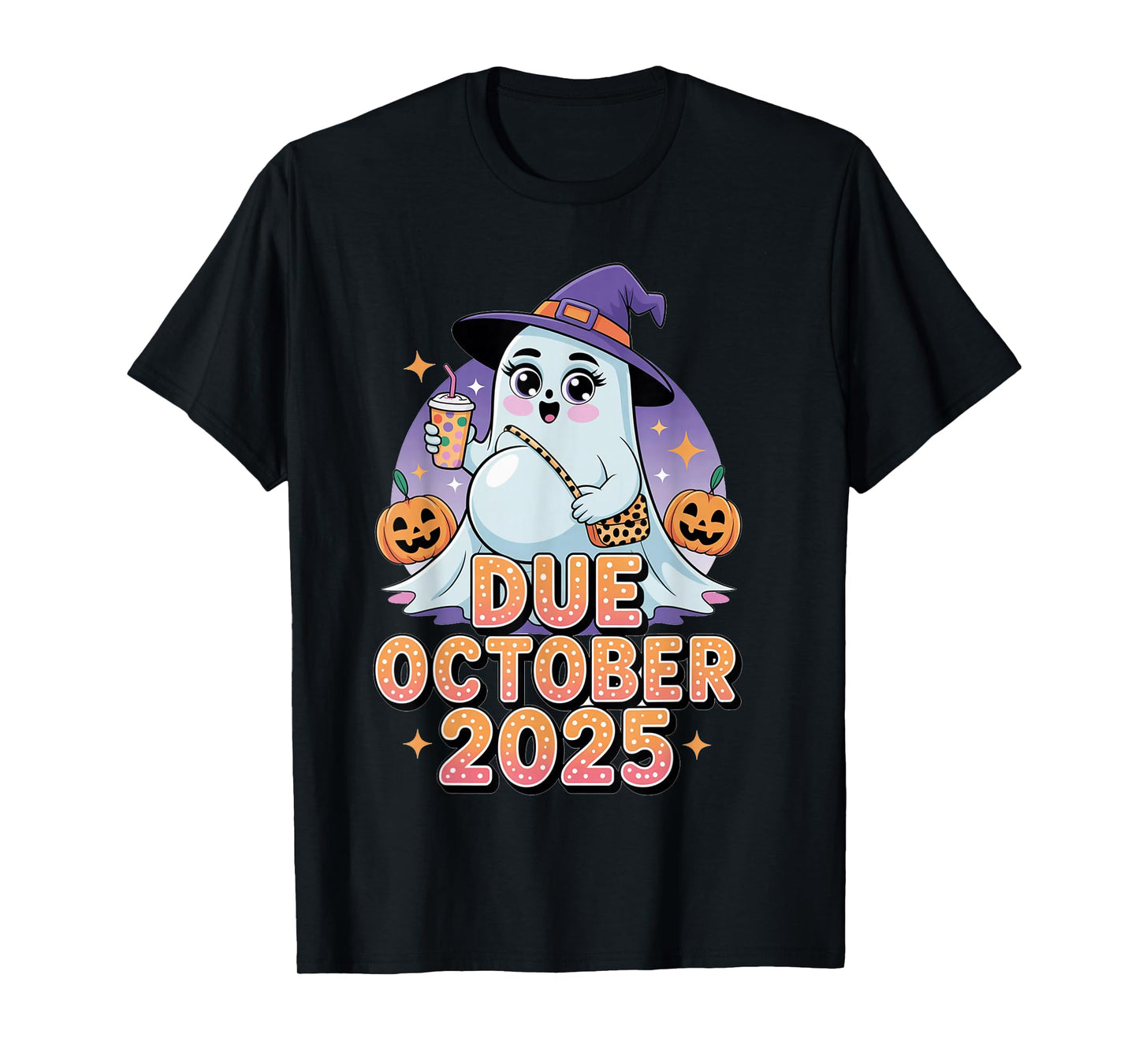 Halloween Pregnant Due October 2025 Mama Ghost Baby Mom T-Shirt