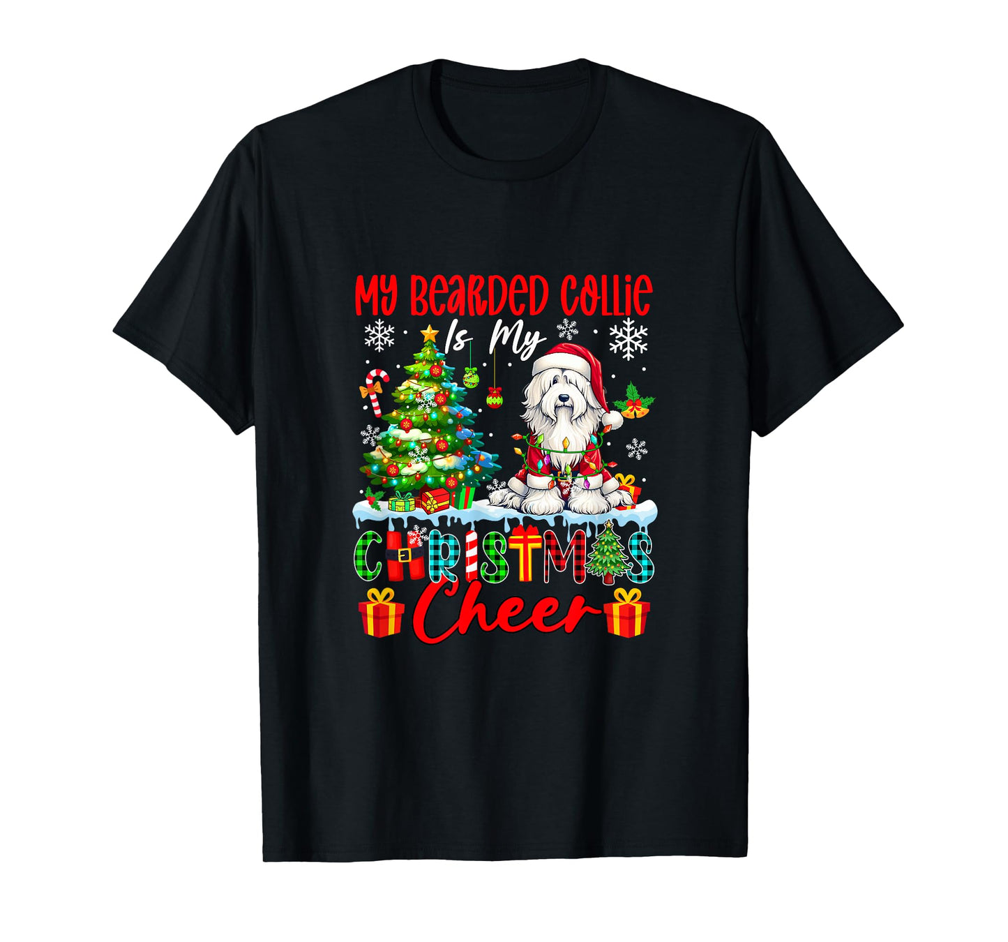 My Bearded Collie is My Xmas Cheer Funny Santa Dog Owner T-Shirt