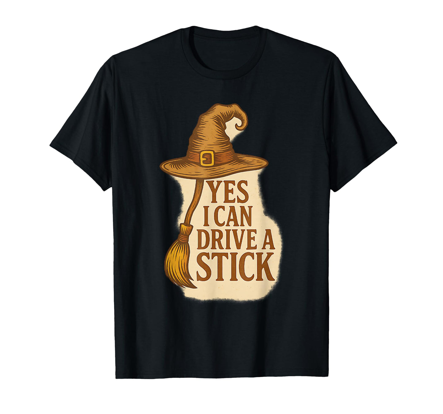 I Can Drive a Stick Funny Halloween Costume Witch Hat T-Shirt