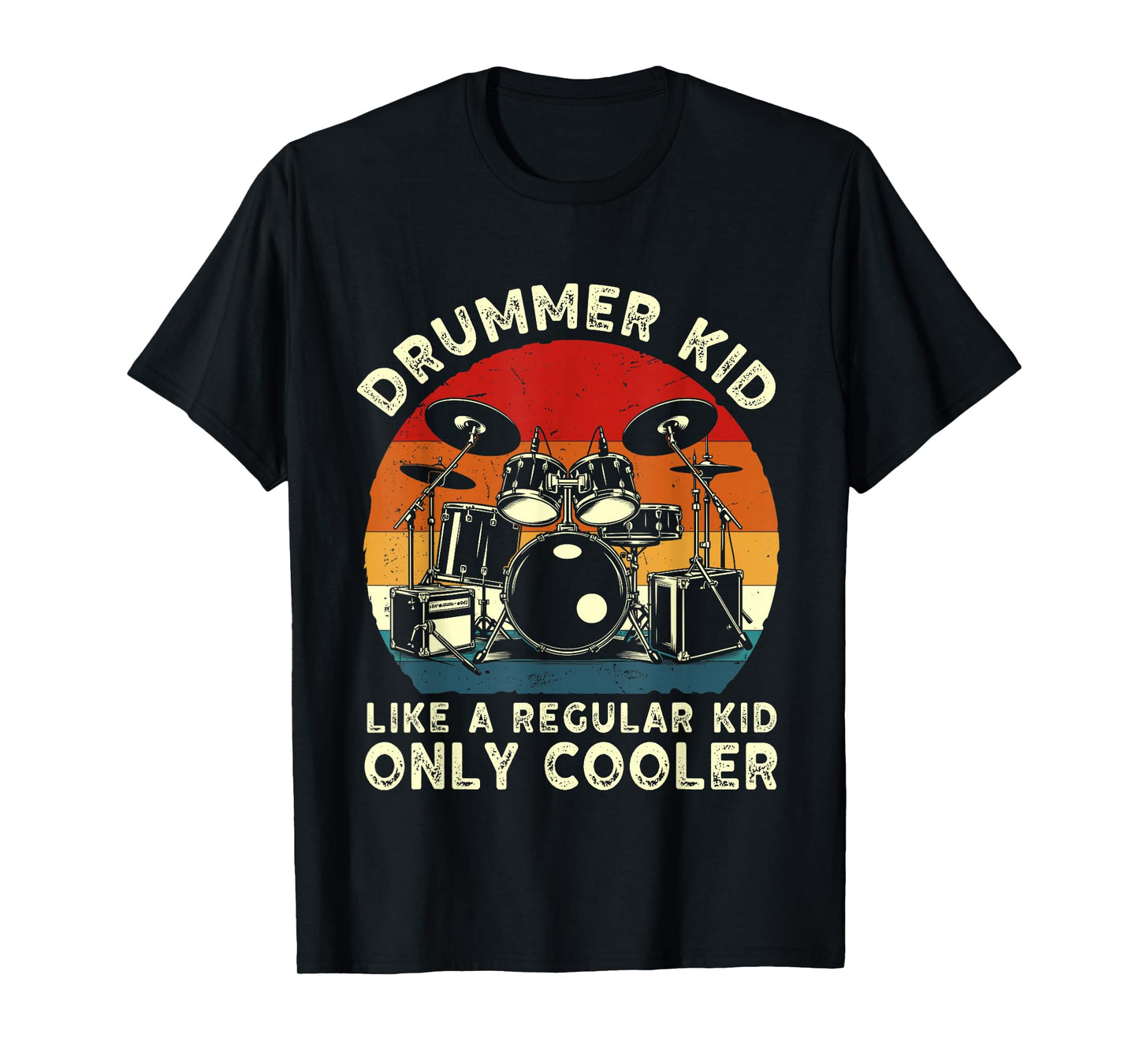 Drummer kid drum set drummer drumming art for Boys Girls Kid T-Shirt