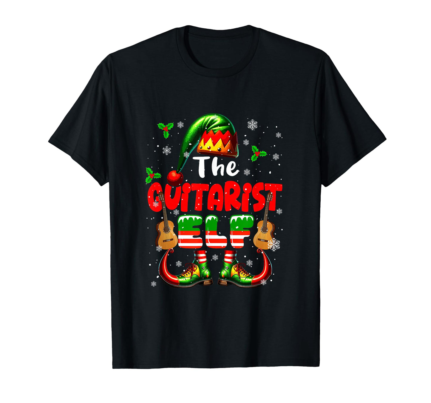 The Guitarist Elf Christmas Guirar Player Matching Parties T-Shirt