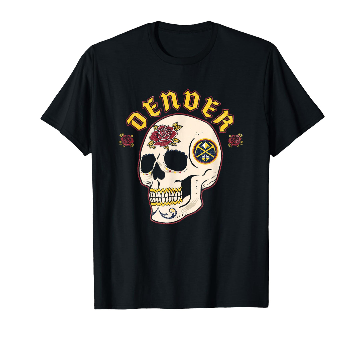 NBA Denver Nuggets Halloween Floral Skull T-Shirt