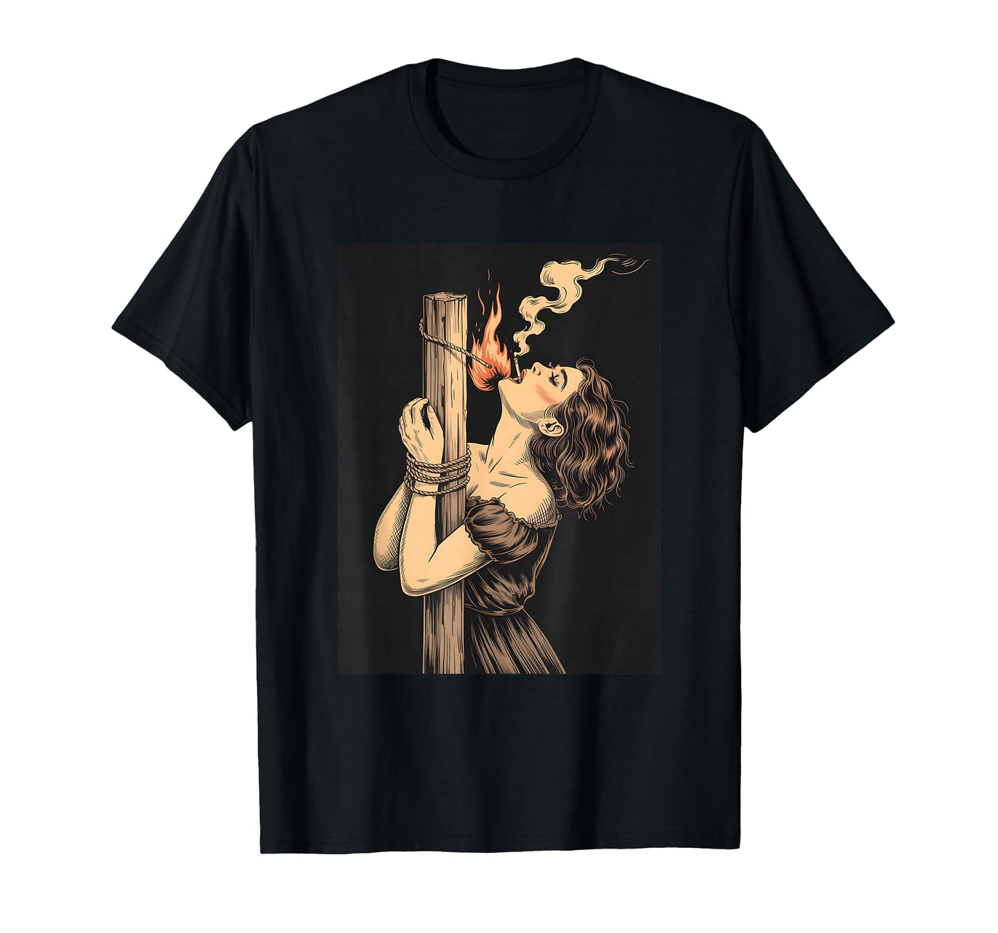 Satan Devil Hell Witch with Flames Cigarette Occult for Men T-Shirt