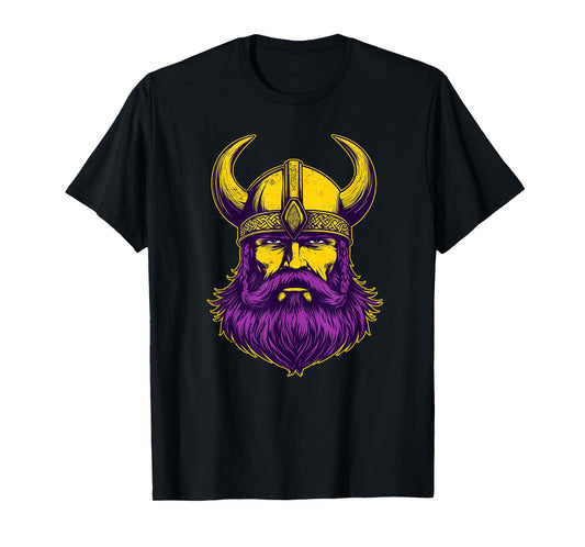 Viking Warrior Helmet Men Distressed Nordic Viking Purple T-Shirt
