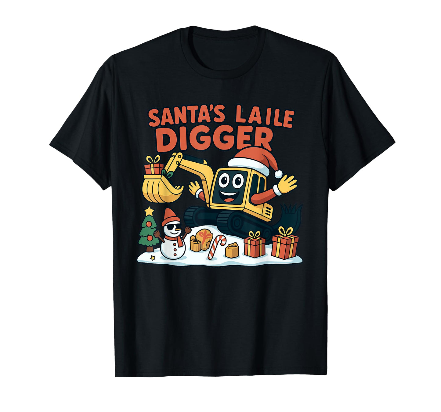 Christmas Santa Excavator Funny Holiday Digger T-Shirt