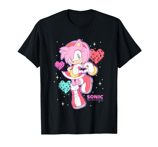 Sonic The Hedgehog Valentine's Day Cute Amy Rose Retro Logo T-Shirt