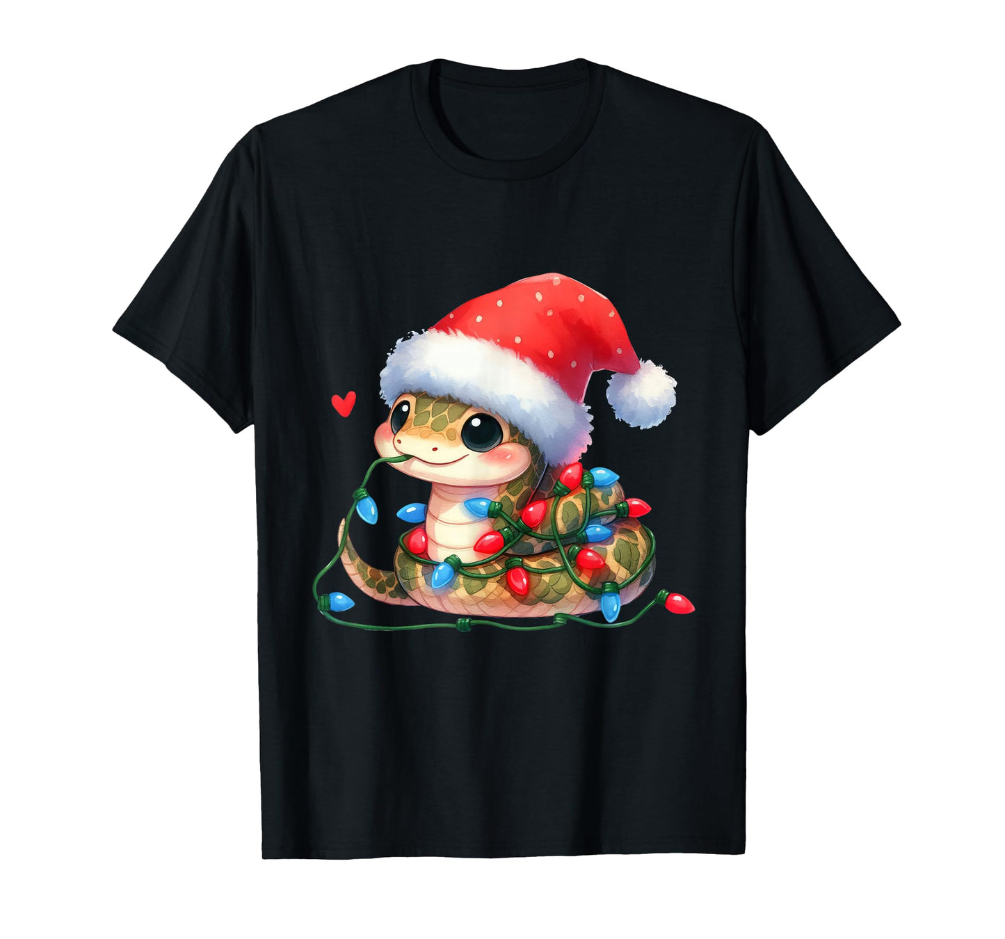 Snake Christmas Lights Funny Santa Hat Merry Xmas T-Shirt