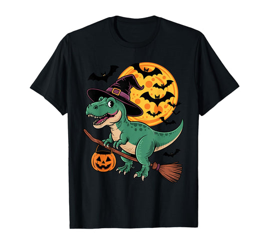 Dinosaur Halloween Witch Hat Jack-o-Lantern Candy Bucket T-Shirt