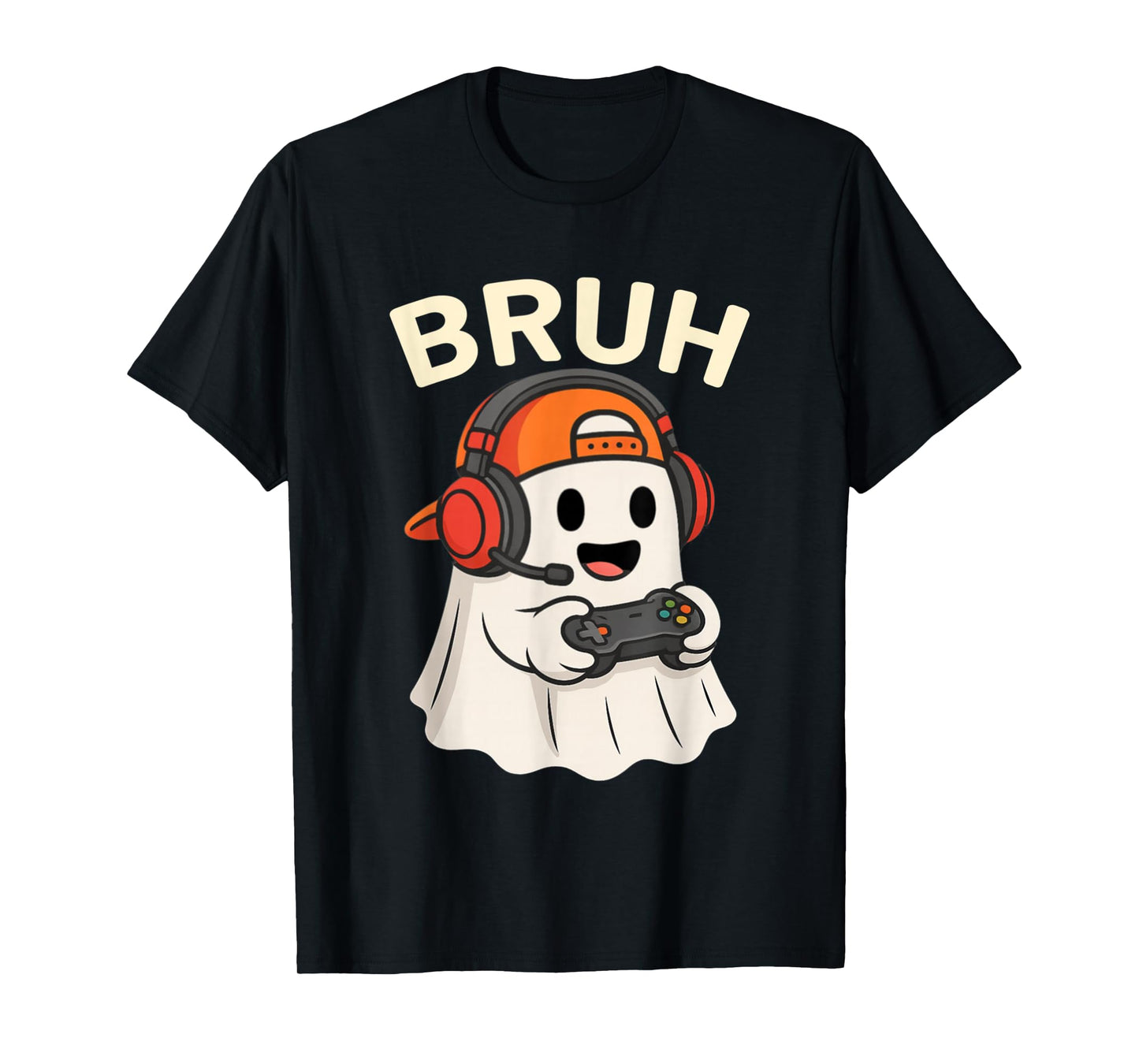 Bruh Halloween Ghost Gamer Funny Video Gaming Boys Men Kids T-Shirt