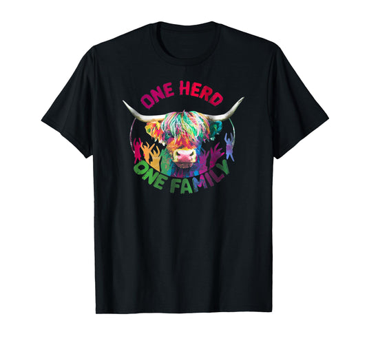 Funny Color One Herd One Family Vintage Rodeo Western Cowboy T-Shirt