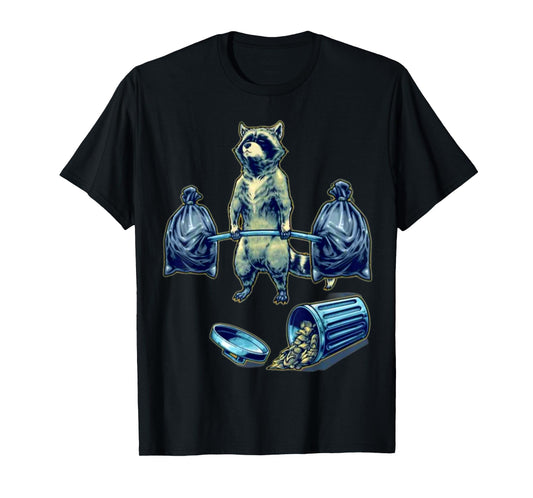 Deadlifting Raccoon Weightlifting Bodybuilding Fitness Gym T-Shirt