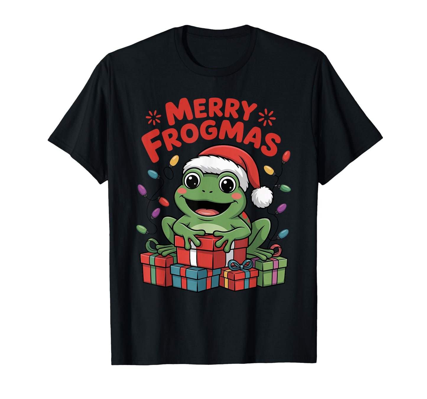 Frog Santa Hat Christmas Design Funny Animal Lovers Holiday T-Shirt