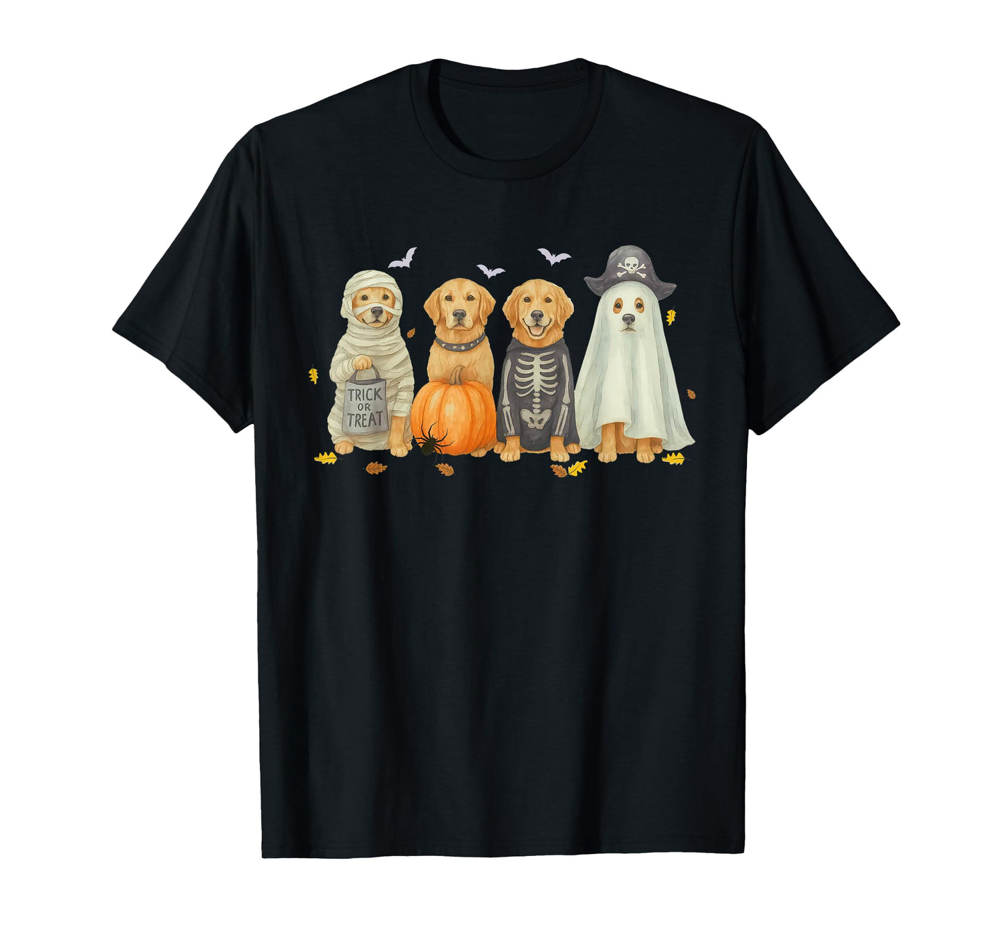 Retro Golden Retriever Dogs Ghost Boo Witch Funny Halloween T-Shirt