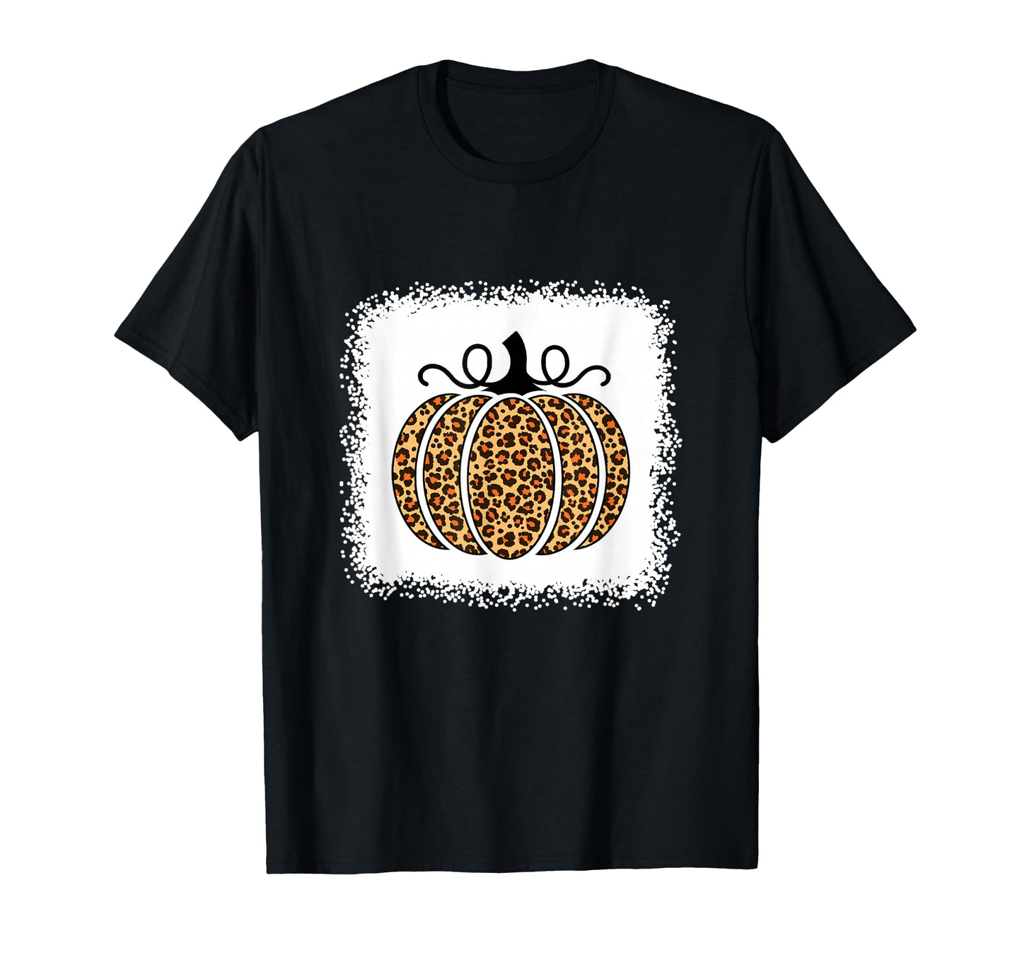 Halloween Pumpkin Bleached Leopard Print for Women Teen Girl T-Shirt