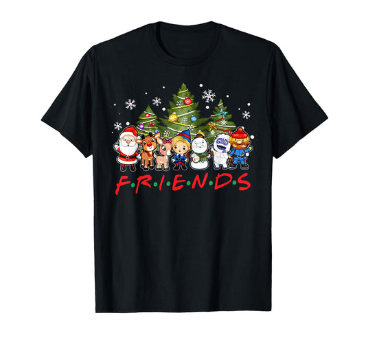 Christmas Santa Friends Rudolph Snowman Family Xmas Holiday T-Shirt