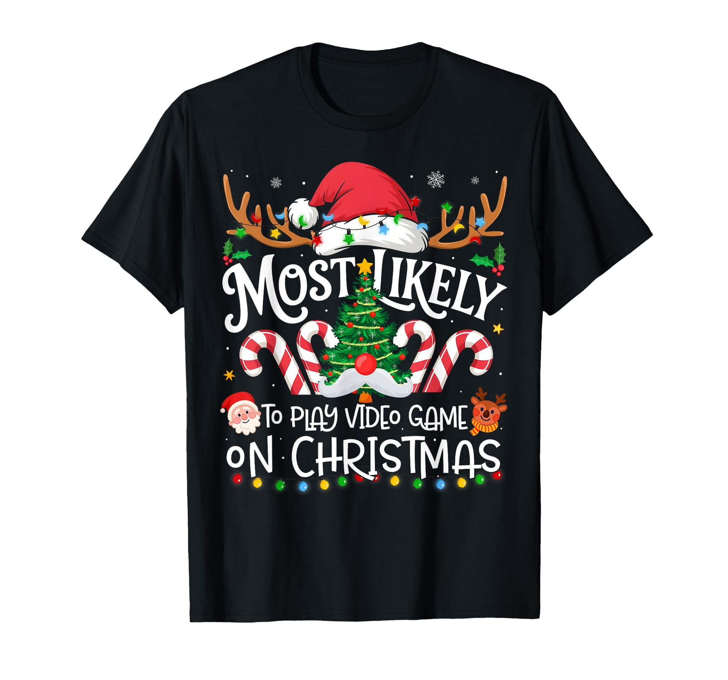 Most Likely to Play Video Games On Christmas Family Matching T-Shirt