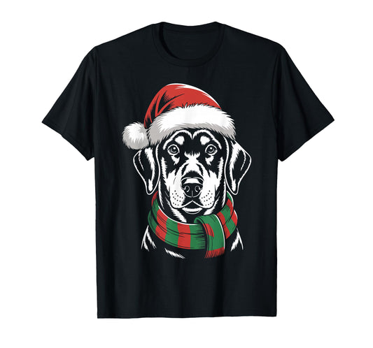 Doberman Pinscher Dog Xmas Santa Hat Scarf Christmas Costume T-Shirt