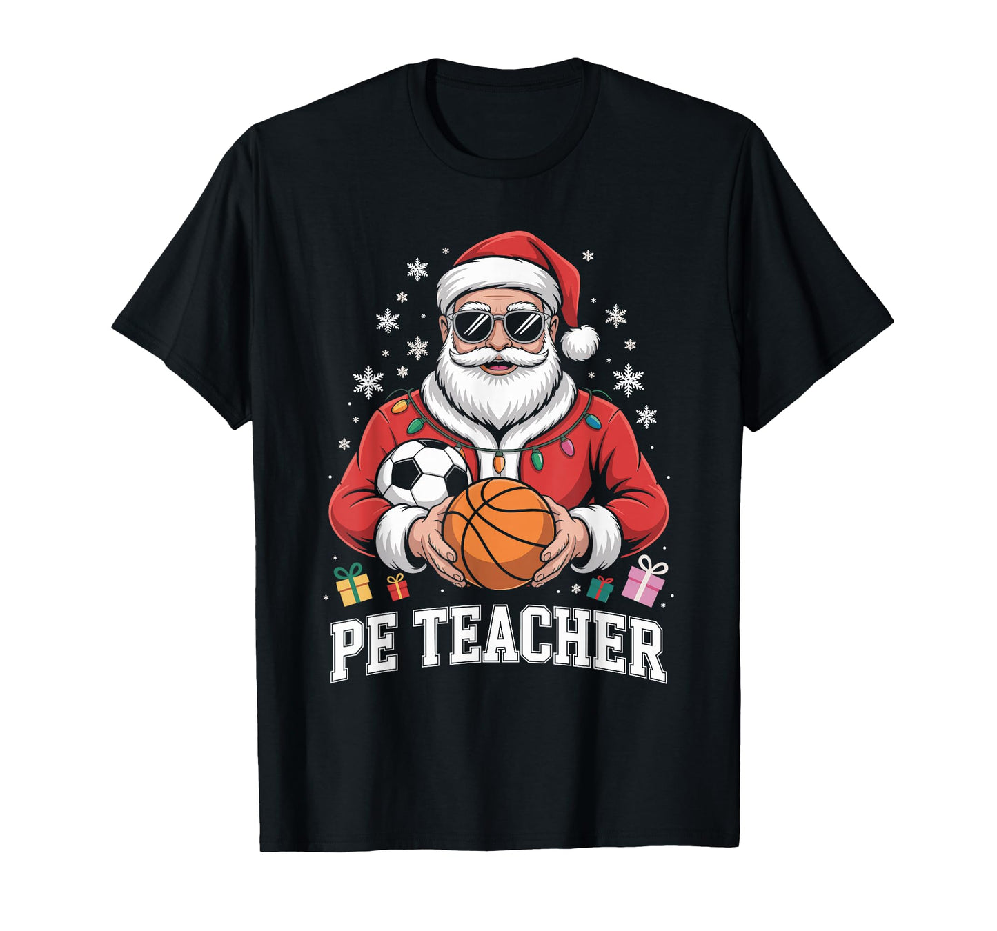 PE Teacher Christmas Santa Physical Education Xmas T-Shirt