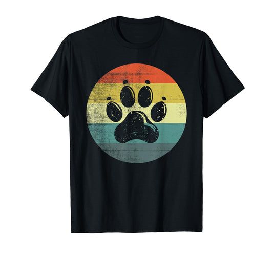 Retro Vintage Dog Paw Design T-Shirt for Men Women Kids
