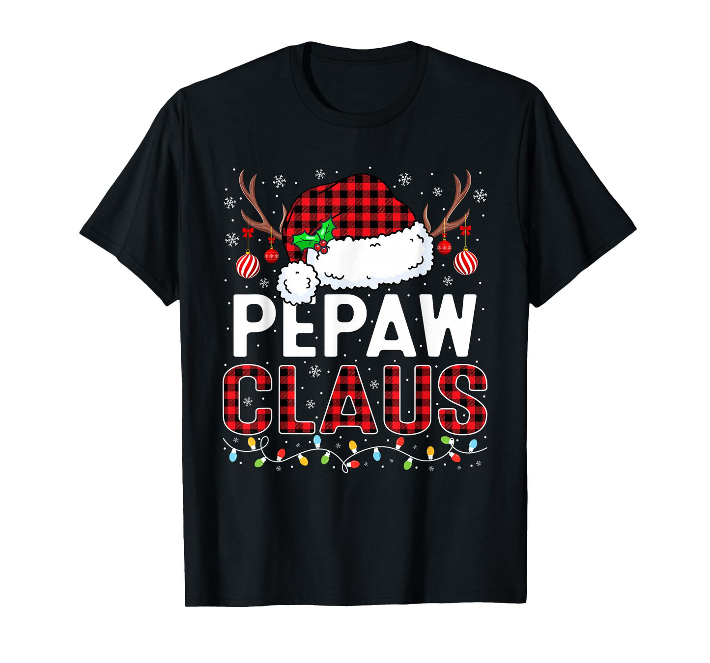 Christmas Lights Pepaw Claus Family Matching Xmas Pajama T-Shirt