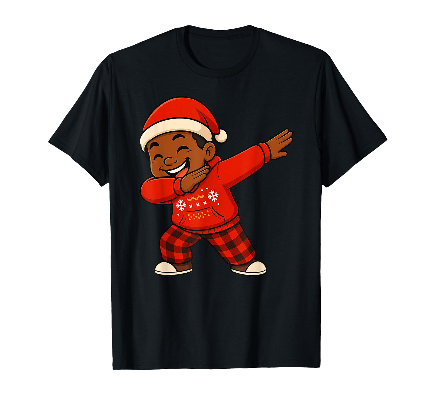 Funny Black Kid Dabbing Merry Christmas Santa Xmas Boys Girl T-Shirt