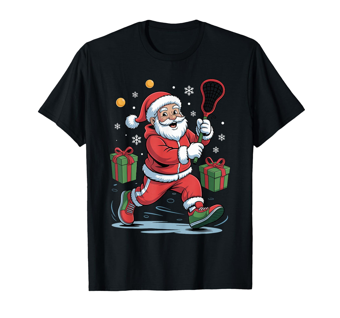 Funny Santa Playing Lacrosse Holiday Christmas Xmas Pajama T-Shirt