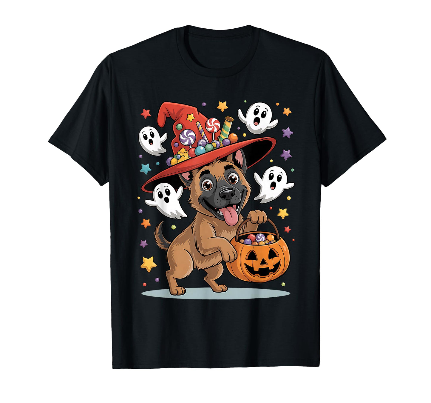 Belgian Malinois Dog Pumpkin Ghost Candy Witch Halloween T-Shirt