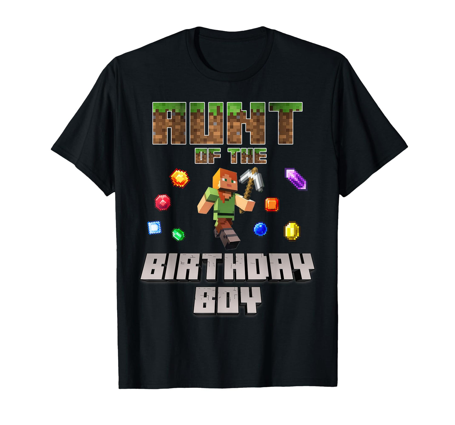 Aunt Of The Birthday Boy Video Gamer Pixel Number T-Shirt