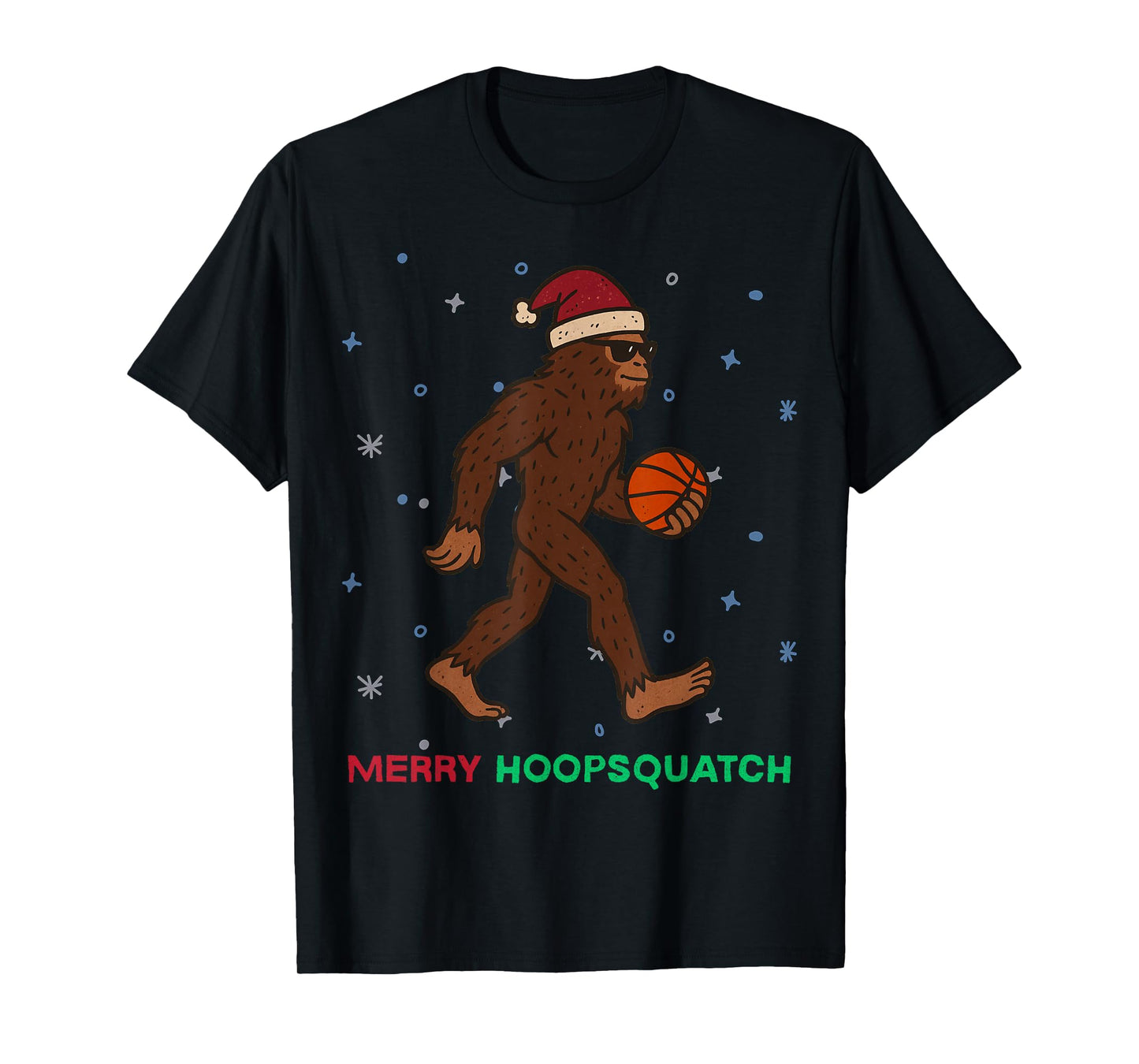 Sasquatch Basketball Xmas Holiday Funny Christmas T-Shirt